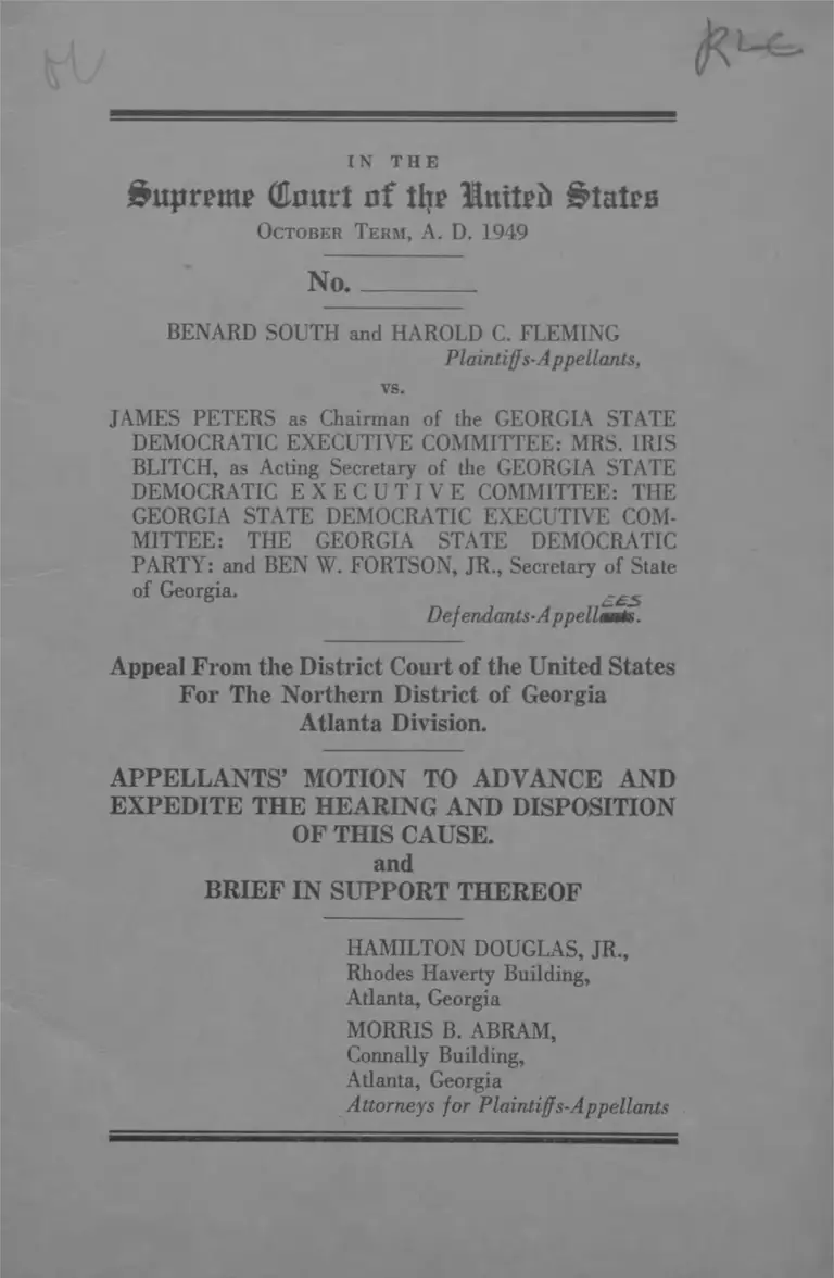 South v Peters Motion to Advance and Expediate Hearing and Disposition preview