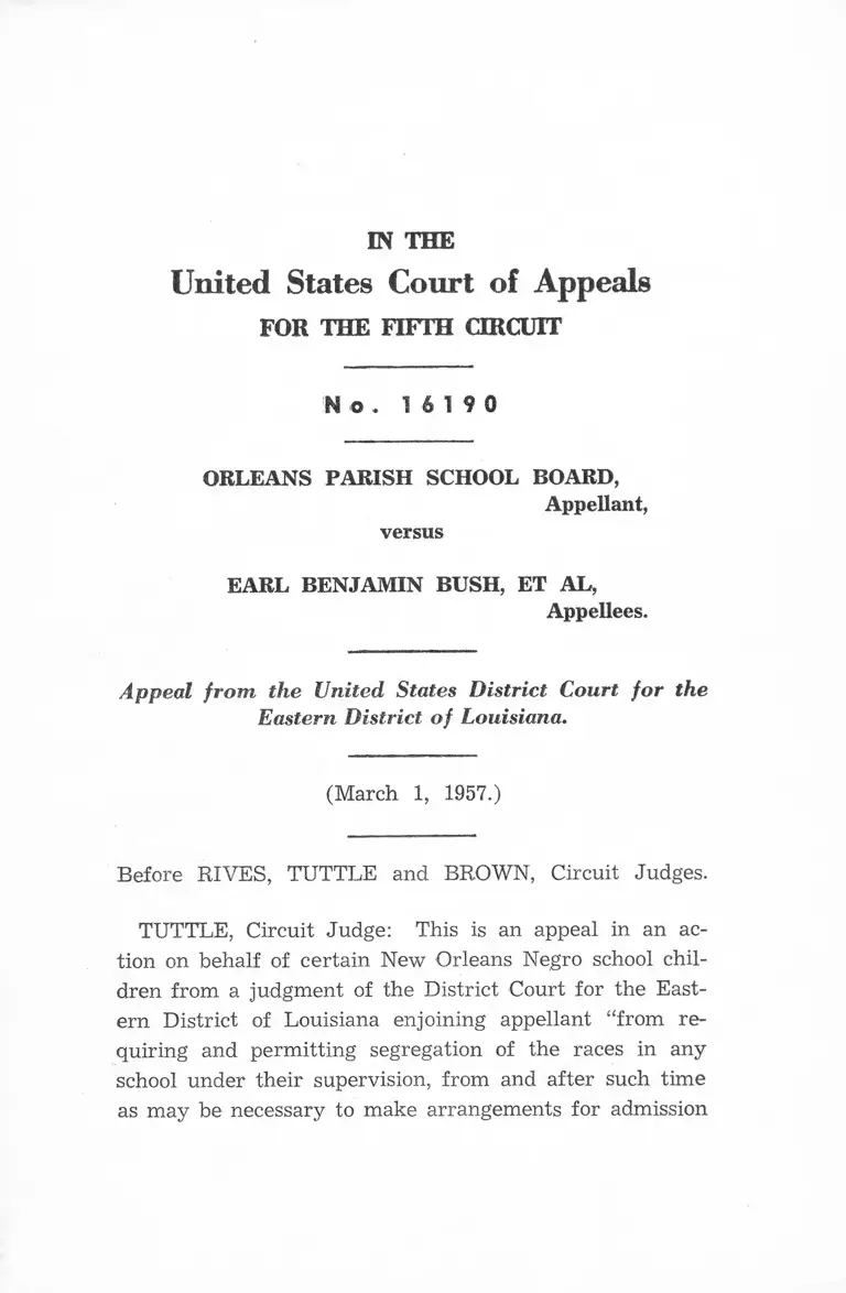 Orleans Parish School Board v. Bush Court Opinion preview