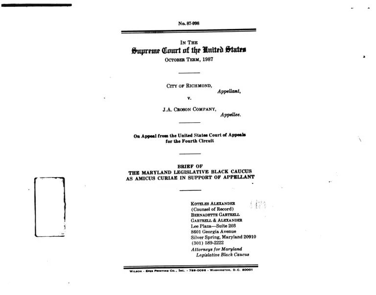 Richmond v JA Croson Company Brief of Amicus Curiae preview