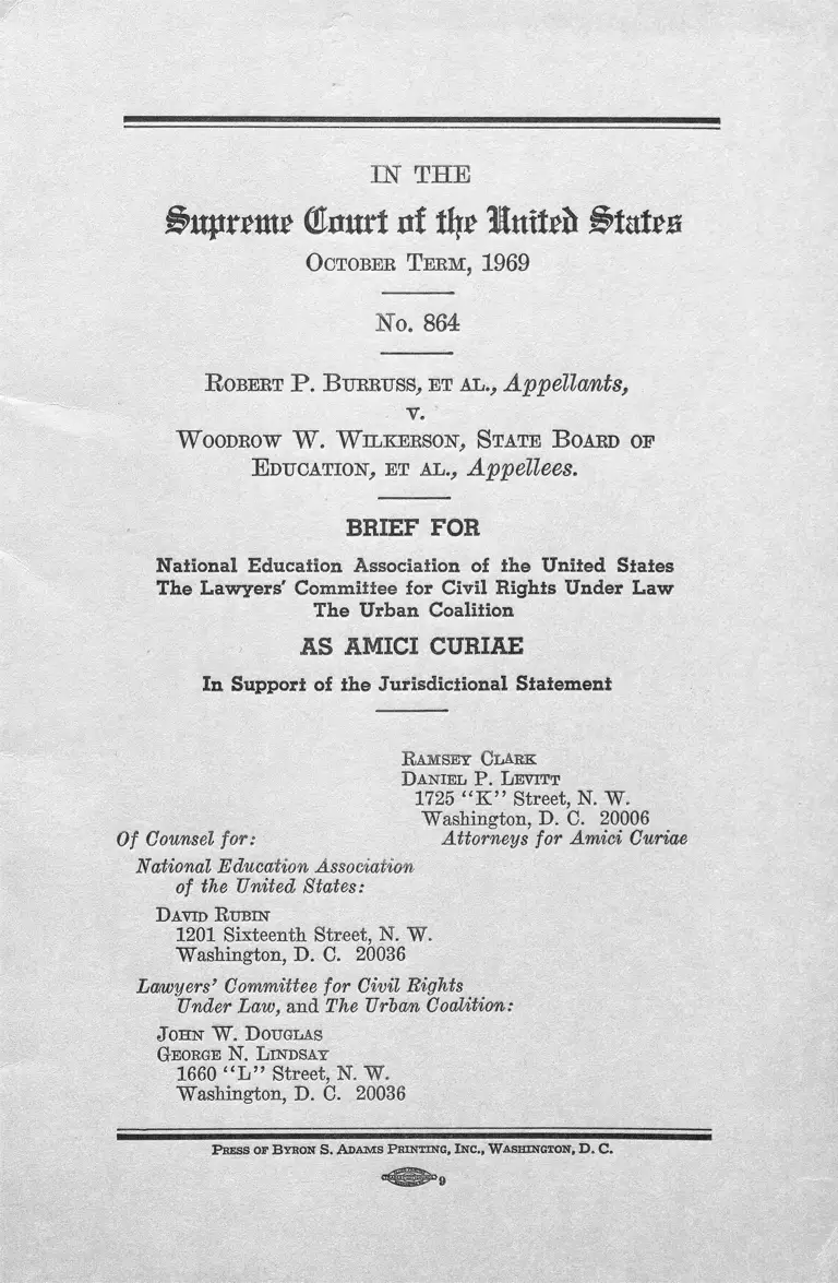 Burrus v Wilkerson Brief for Amici Curiae preview