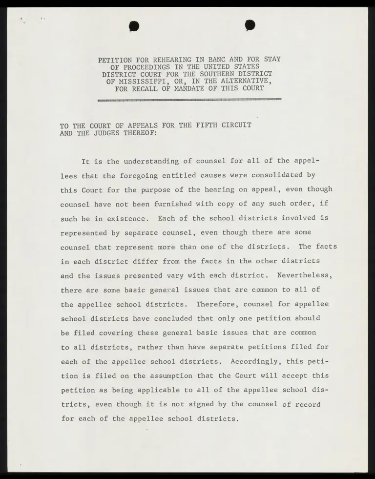Petition for Rehearing in Banc and for Stay of Proceedings or, in the Alternative, for Recall of Mandate of this Court preview