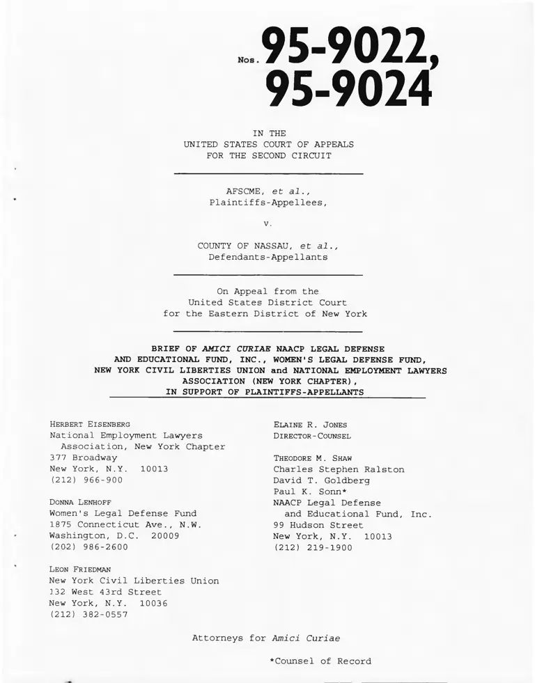 AFSCME v. County of Nassau Brief of Amici Curiae NAACP Legal Defense and Educational Fund, Inc., Women's Legal Defense Fund et. al preview