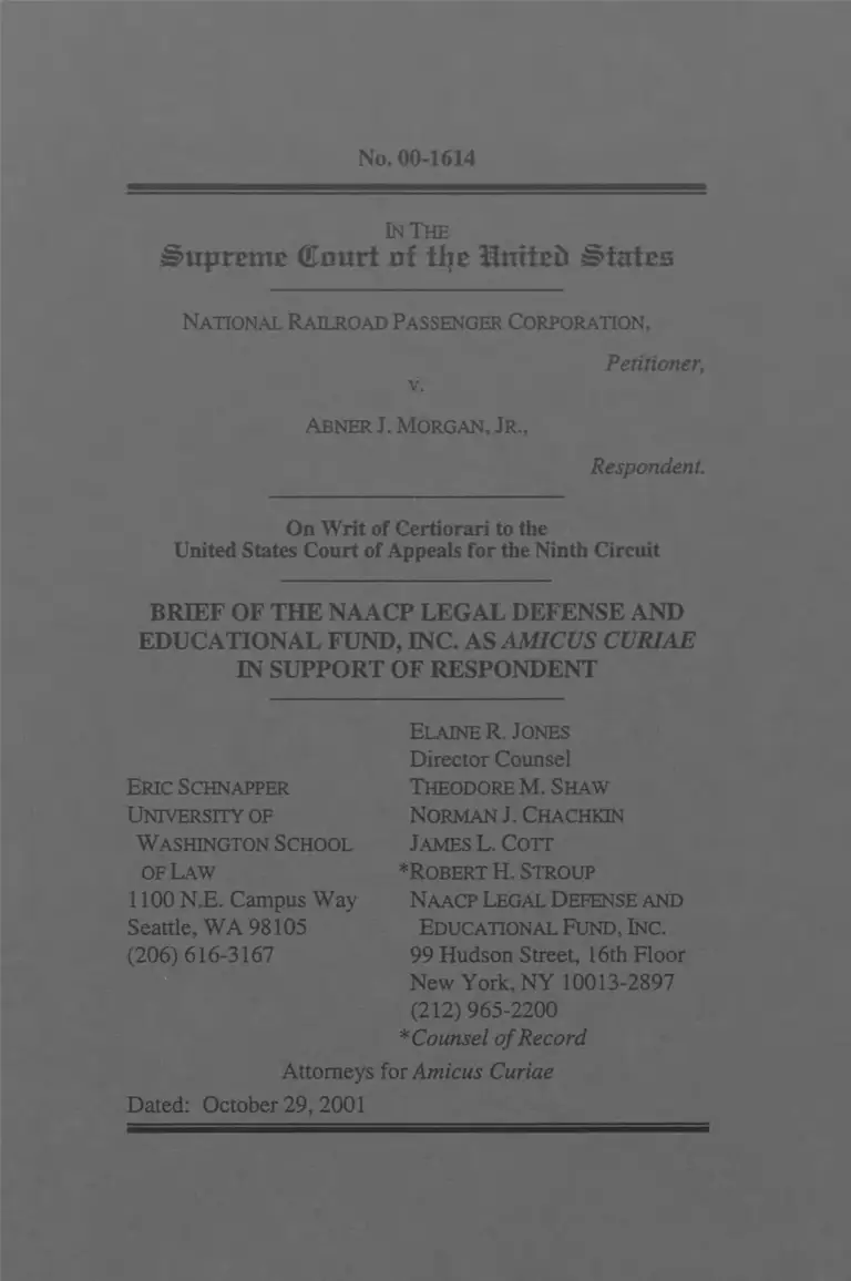 National Railroad Passenger Corporation v. Morgan Brief Amicus Curiae preview