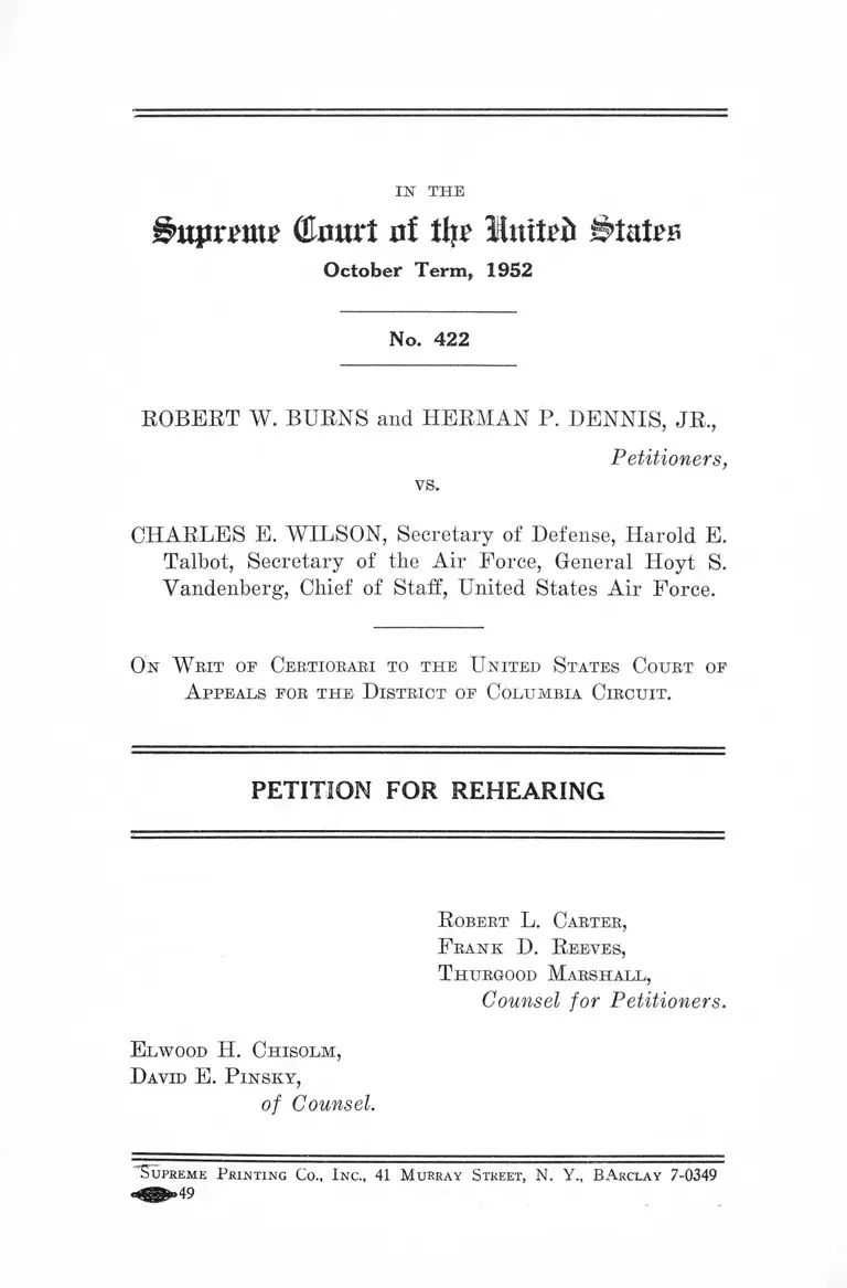 Burns v Lovett Petition for Rehearing preview