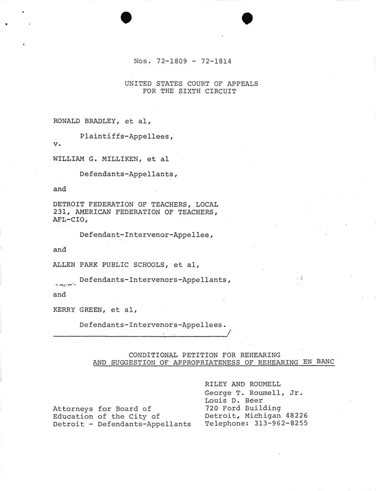 Conditional Petition for Rehearing and Suggestion for Appropriateness of Rehearing En Banc preview