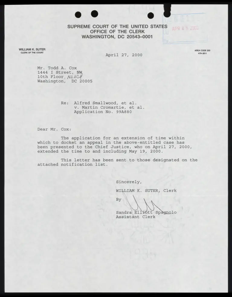 Letter to Cox from Suter RE: Extension Granted preview