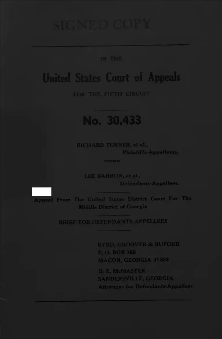 Turner v. Barron Brief for Defendants-Appellees preview