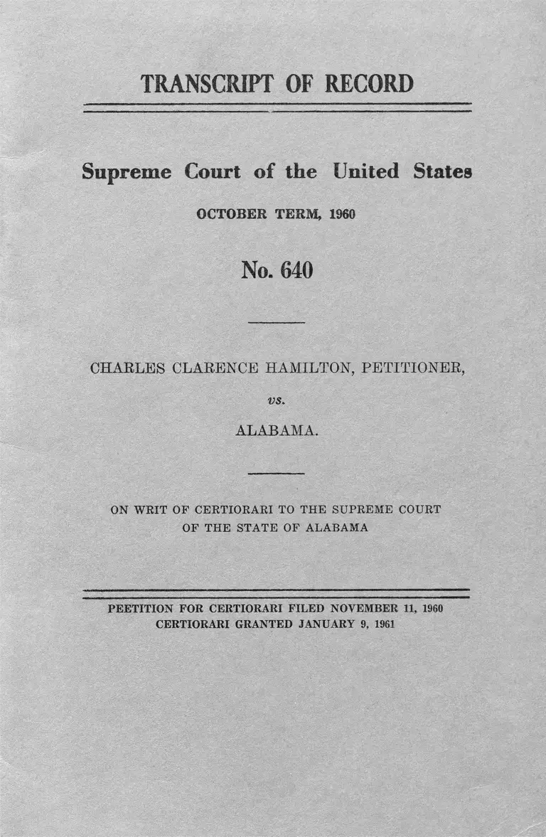Hamilton v. Alabama Transcript of Record preview