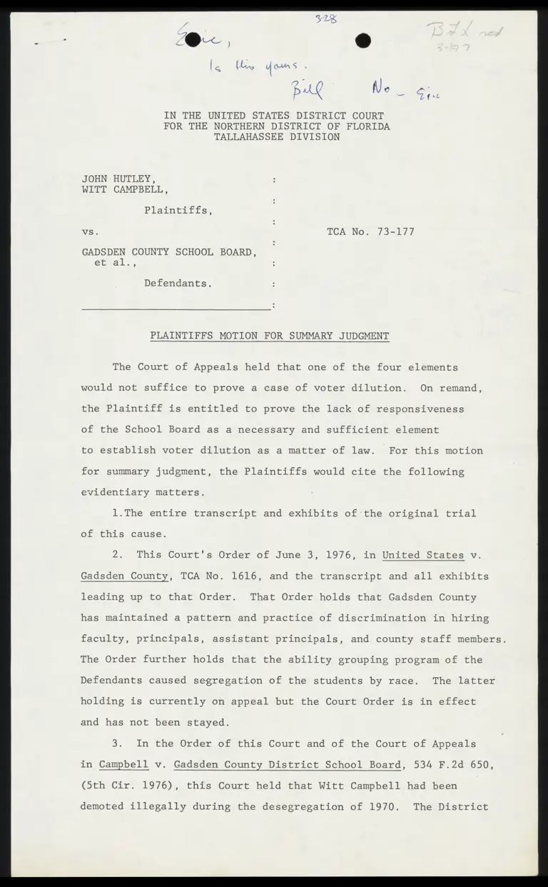 Plaintiffs Motion for Summary Judgment preview