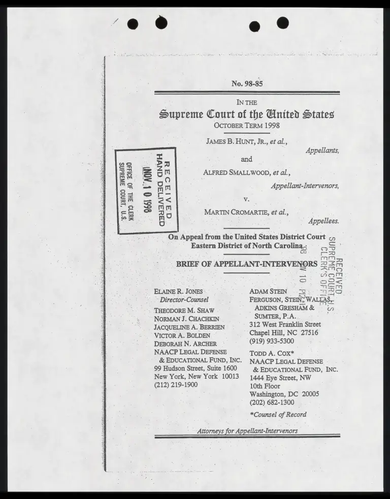 Brief of Appellant-Intervenors with Certificate of Service preview