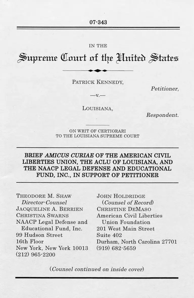 Kennedy v. Louisiana Brief Amicus Curiae in Support of Petitioner preview