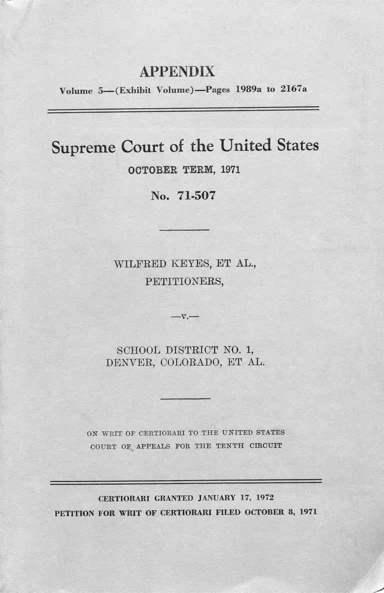 Keyes v. School District No. 1 Denver, CO. Appendix Vol. 5 preview