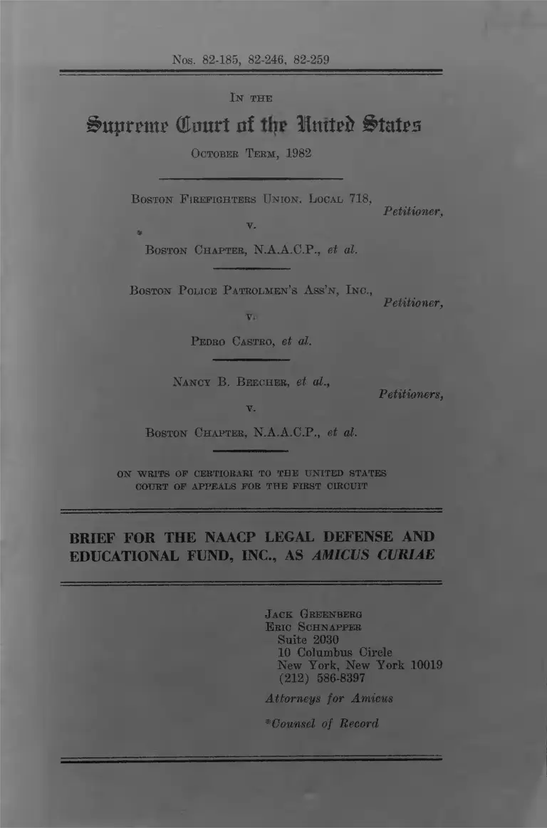 Boston Firefighters Union v. Boston Chapter, NAACP Brief for the NAACP Legal Defense and Educational Fund as Amicus Curiae preview