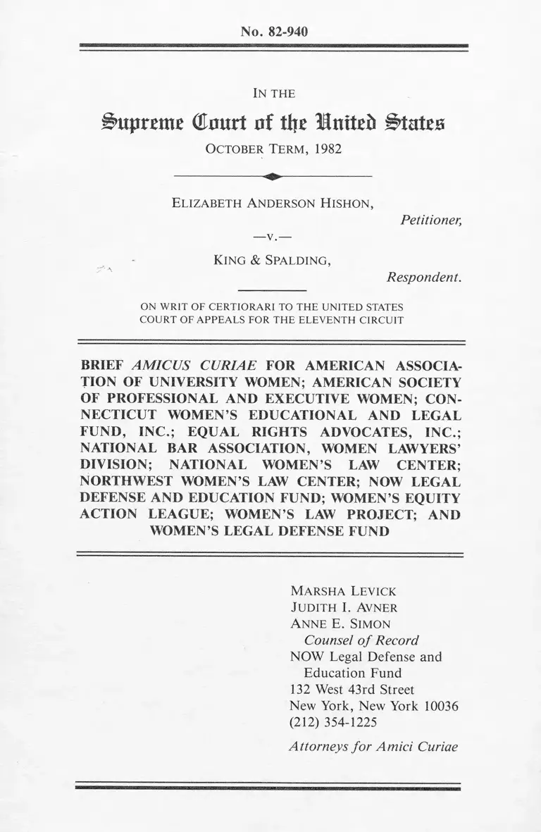Hishon v. King & Spalding Brief Amicus Curiae preview