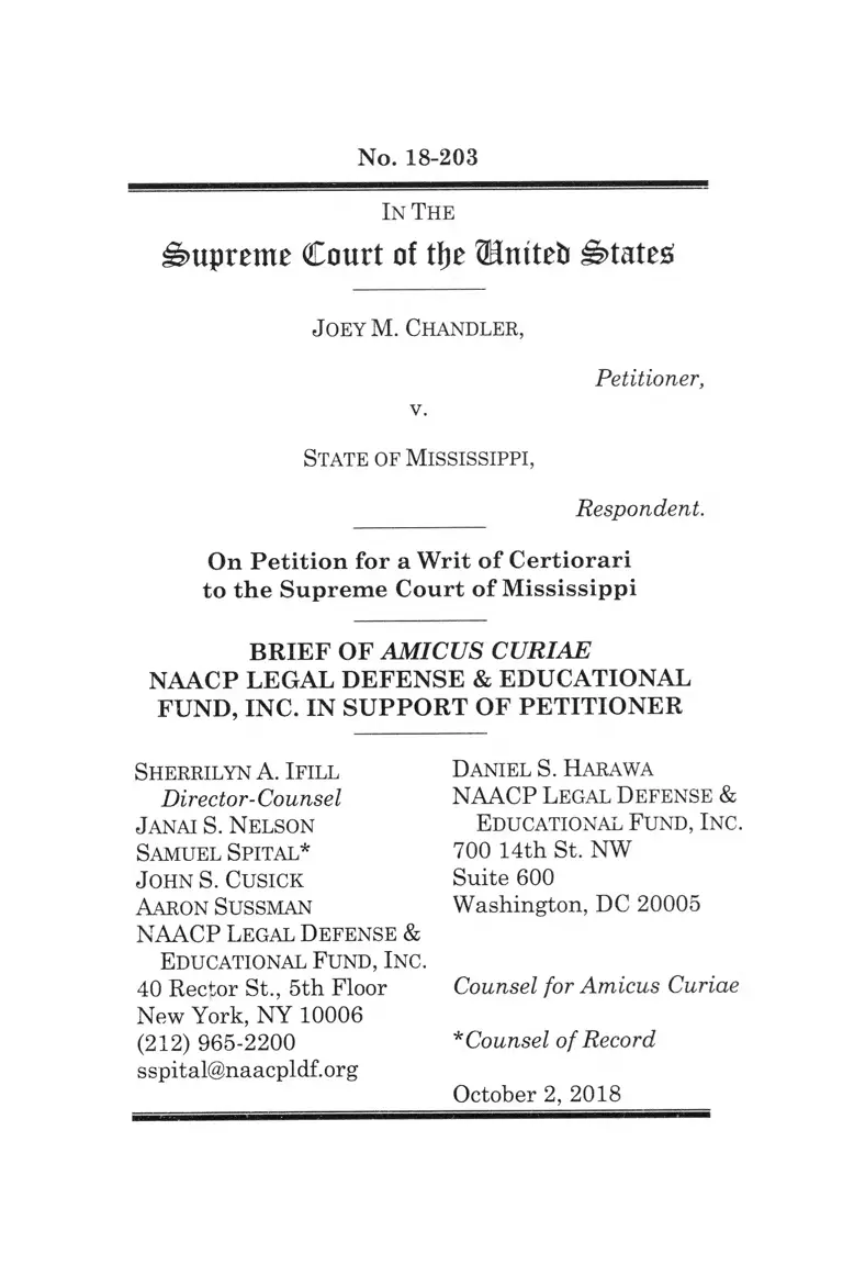 Chandler v. Mississippi Brief of Amicus Curiae NAACP Legal Defense and Educational Fund in Support of Petitioner preview
