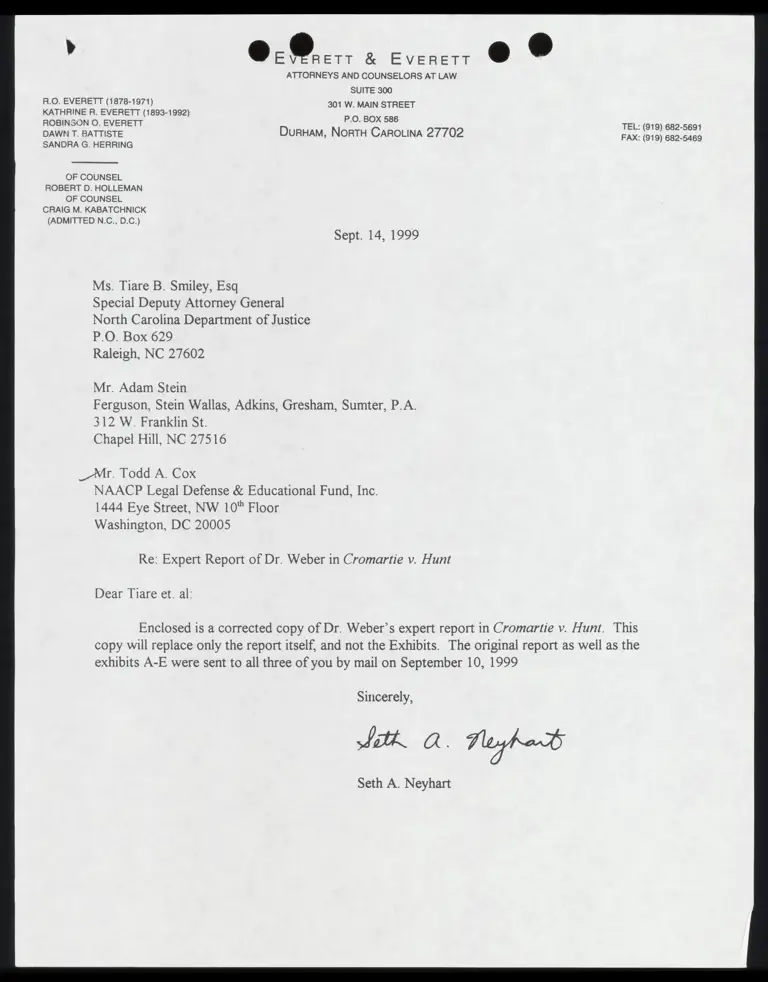 Letter from Neyhart RE Expert Report of Dr. Weber preview