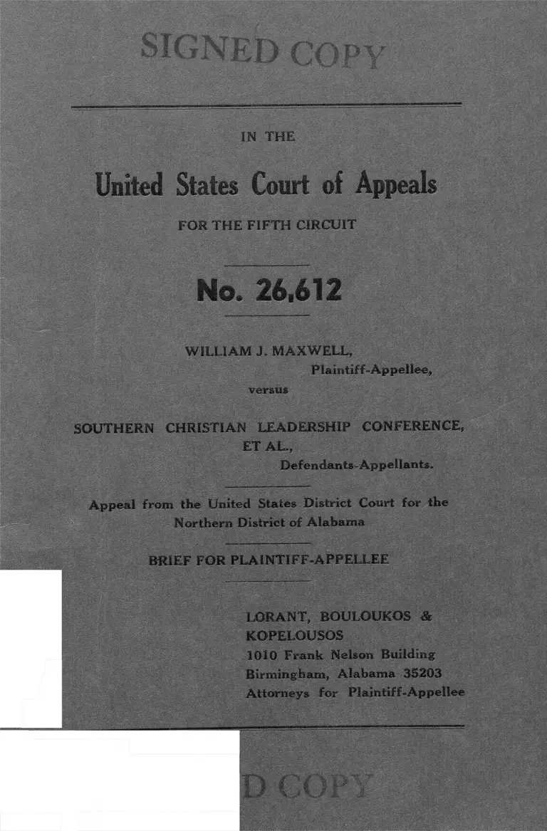 Maxwell v. Southern Christian Leadership Conference Brief for Plaintiff-Appellee preview
