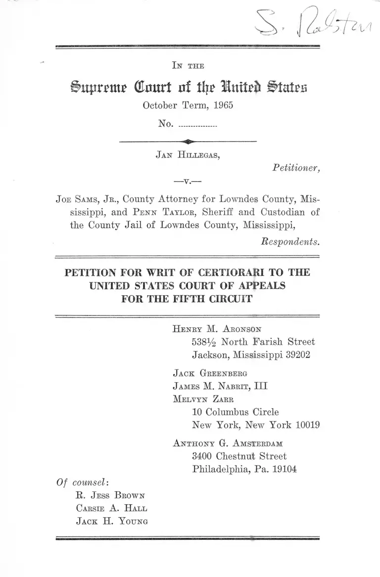 Hillegas v. Sams Petition for Writ of Certiorari to the US Court of Appeals for the Fifth Circuit preview
