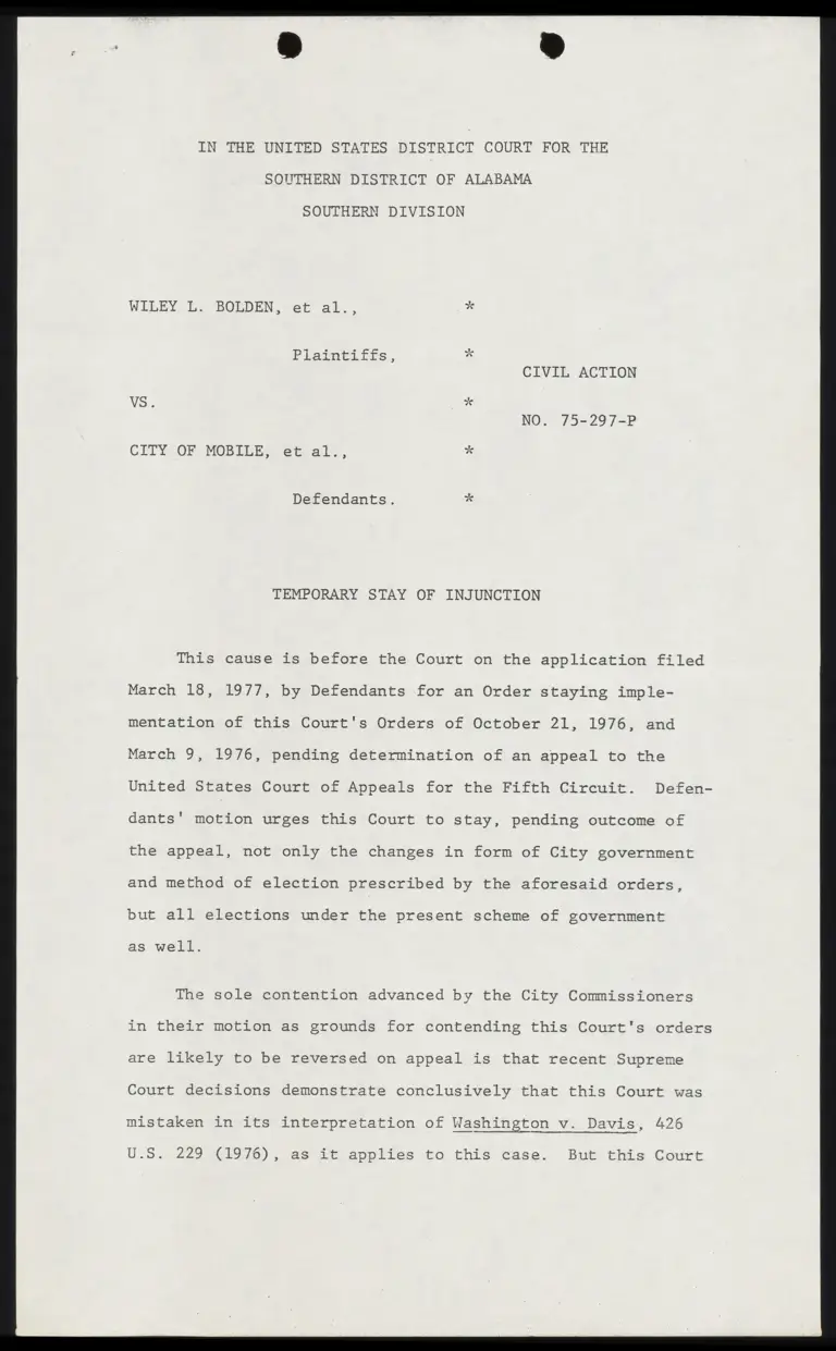 Temporary Stay of Injunction preview