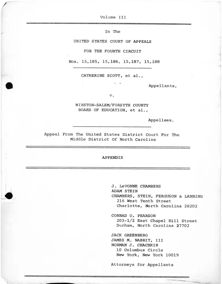 Scott v Winston Salem Board of Education Appendix preview