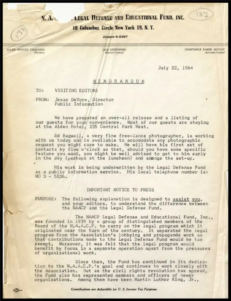 Memorandum to Visiting Editors preview