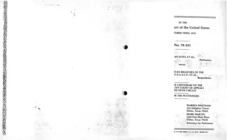 Estes v. Dallas NAACP Brief for Petitioners preview