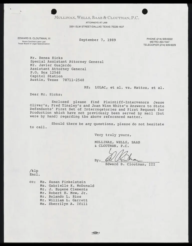 Plaintiff-Intervenors Oliver, Tinsley and White's Answers to State Defendants' First Set of Interrogatories and First Request for Production preview