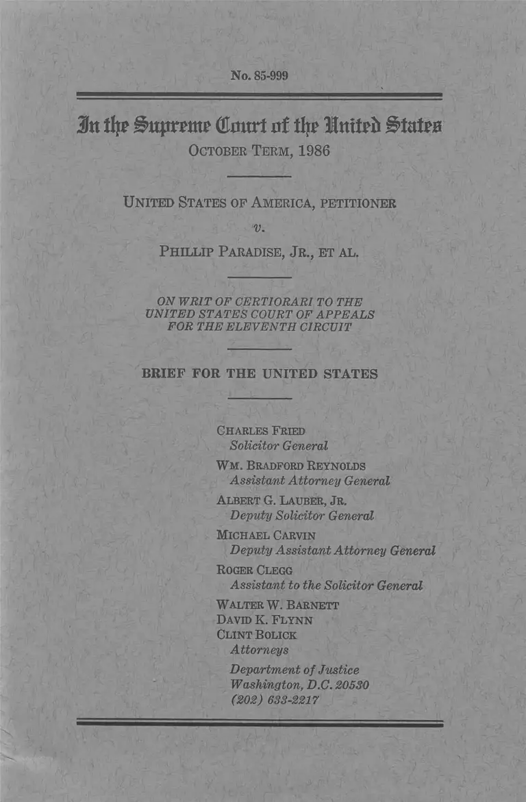 United States v. Paradise, Jr. Brief for Petitioner preview