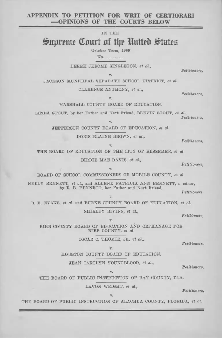 Singleton v Jackson Municipal School District Appendix to Petition for Writ of Certiorari preview