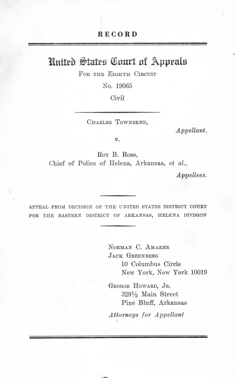 Townsend v. Ross Record preview