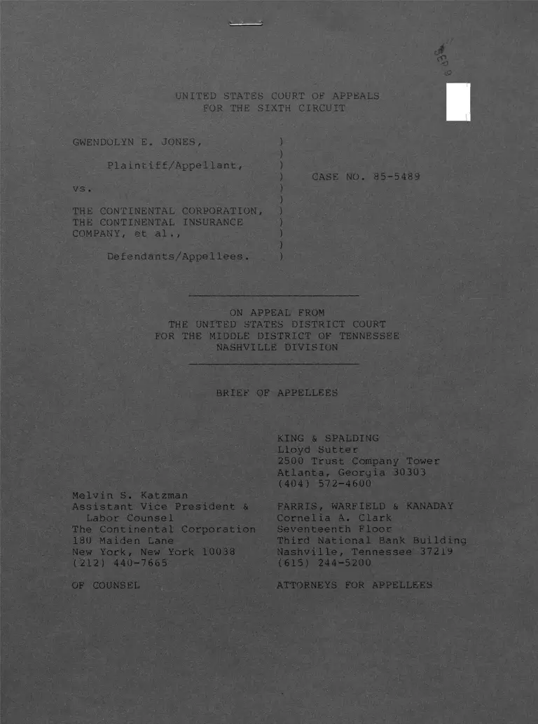Jones v. The Continental Corporation Brief of Appellees preview