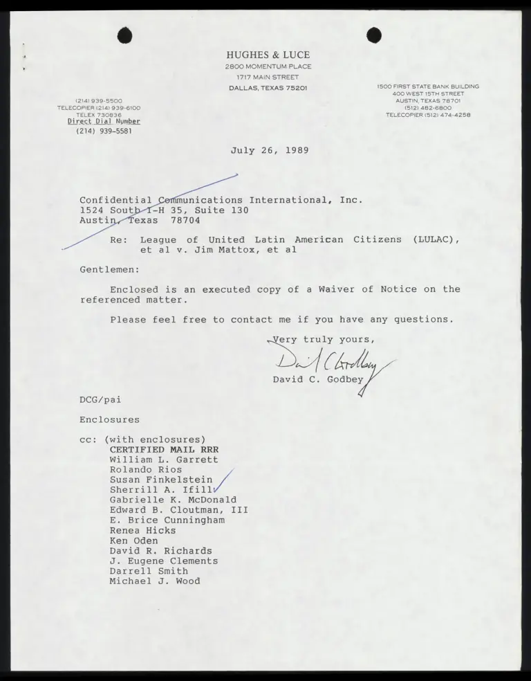 Waiver of Notice for Harris County Subpoena preview