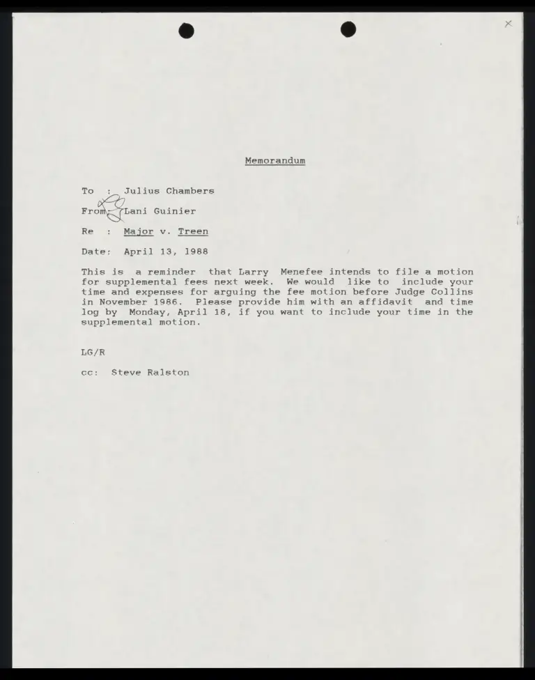 Memorandum from Guinier to Chambers preview