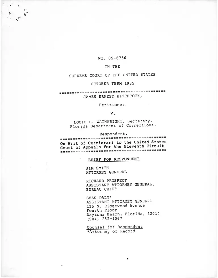 Hitchcock v. Wainwright Brief for Respondent preview