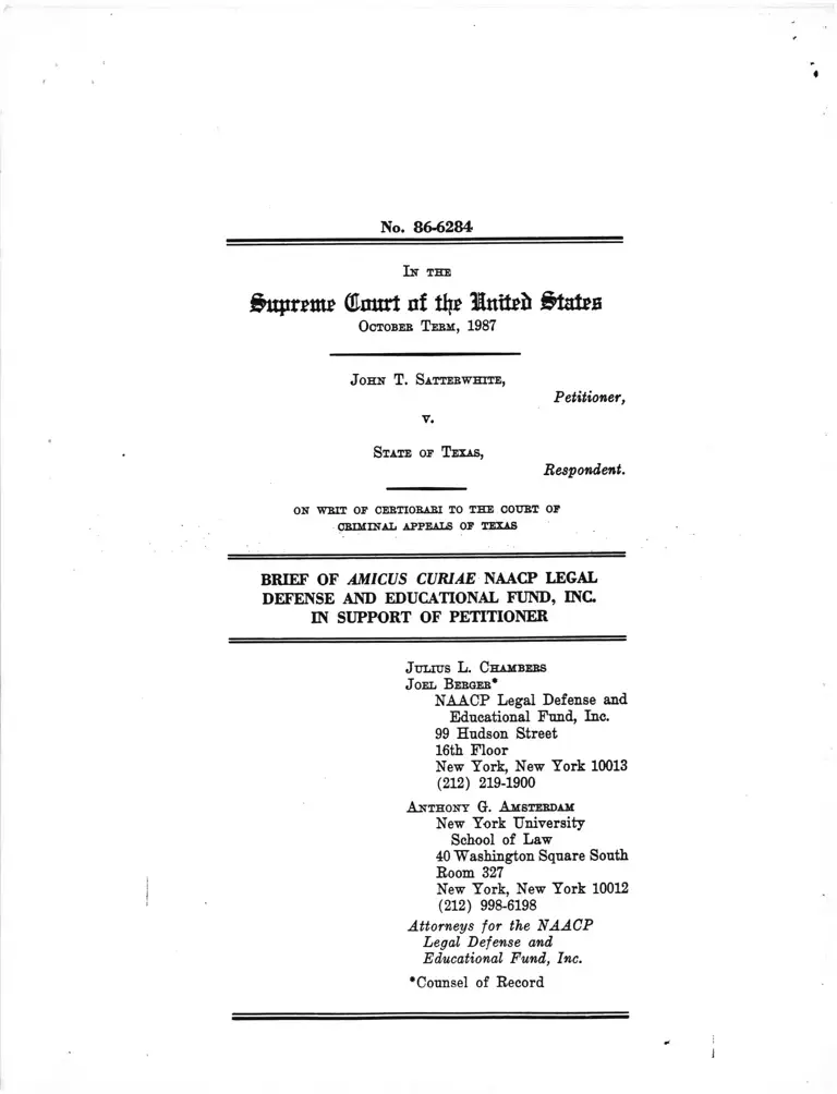 Satterwhite v TX Brief of Amicus Curiae preview