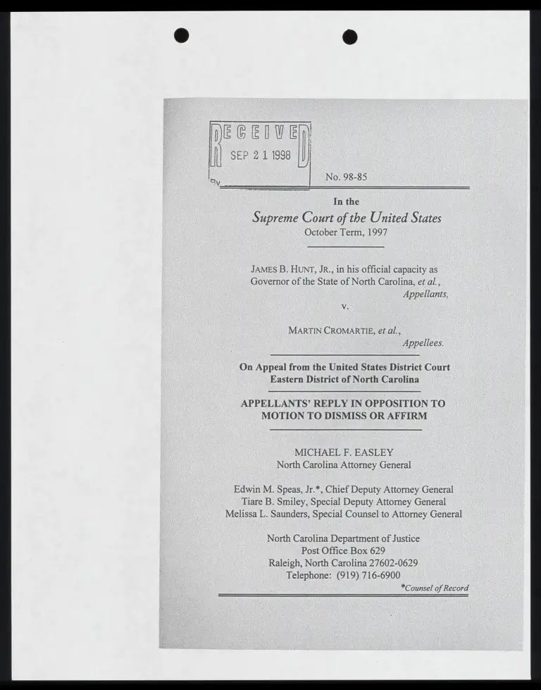 Appellants’ Reply in Opposition to Motion to Dismiss or Affirm preview