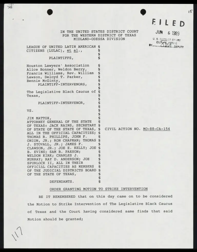 Order Granting Motion to Strike Intervention preview