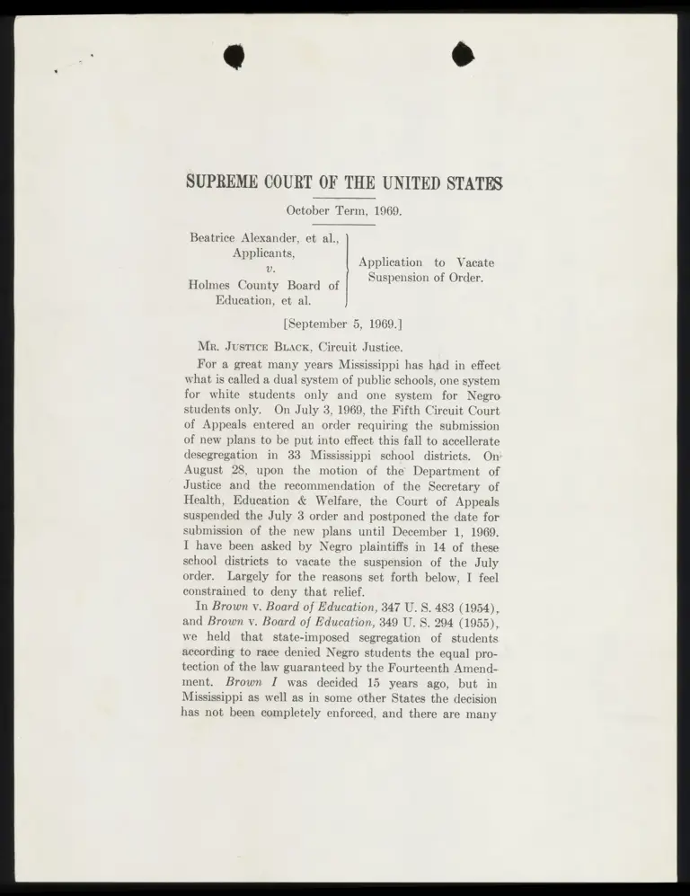 Application to Vacate Suspension of Order preview