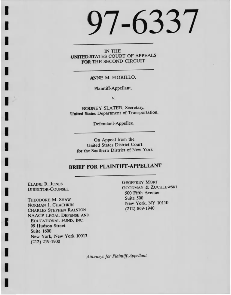Fiorillo v. Slater Brief for Plaintiff-Appellant preview