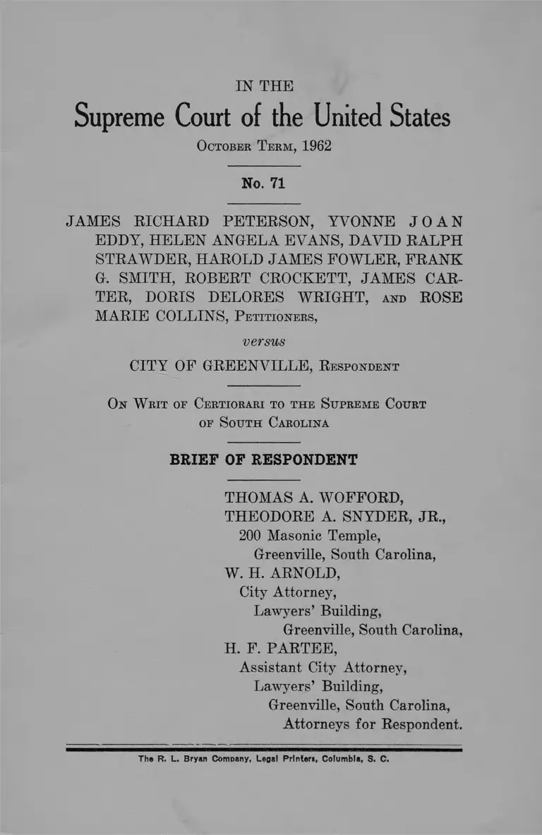 Peterson v. City of Greenville, South Carolina Brief of Respondent preview