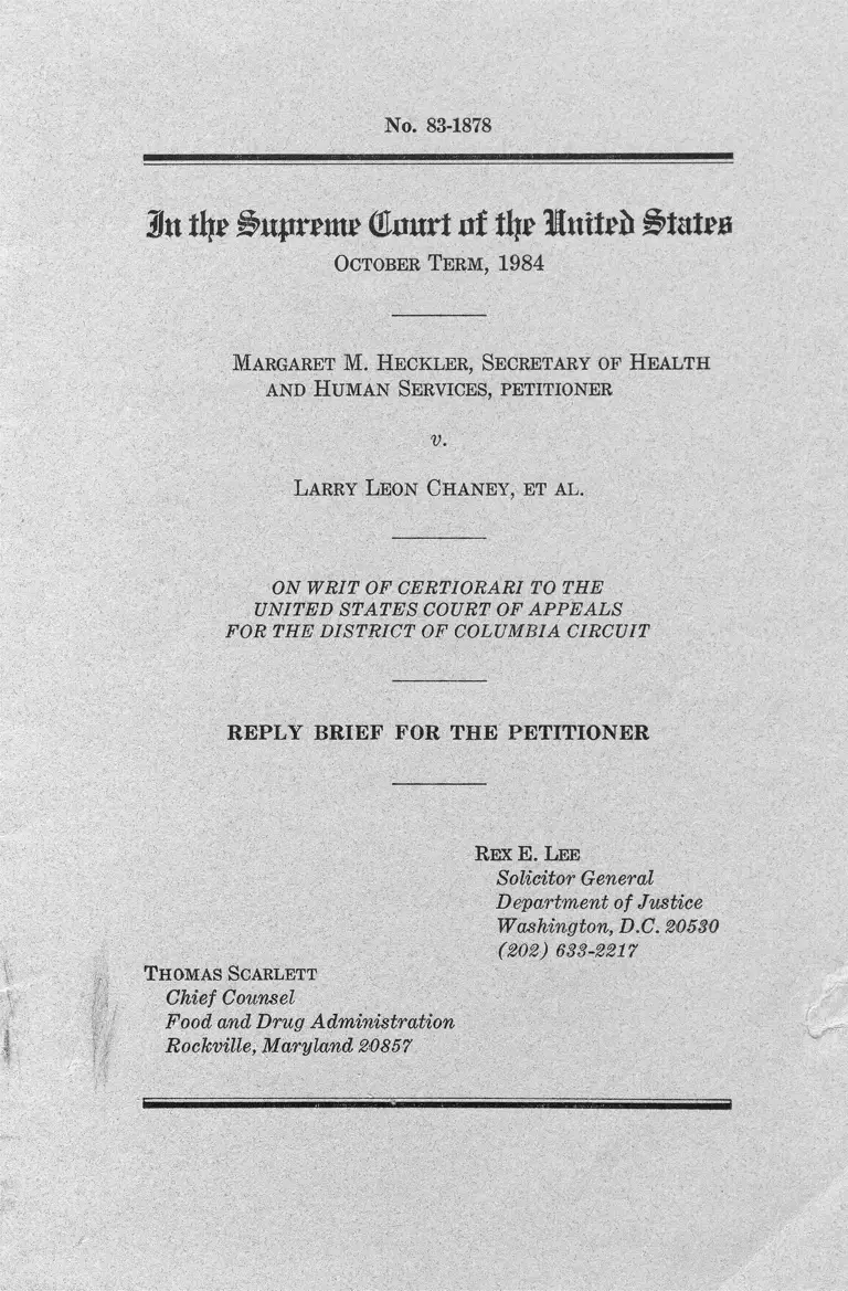 Heckler v. Chaney Reply Brief for the Petitioner preview
