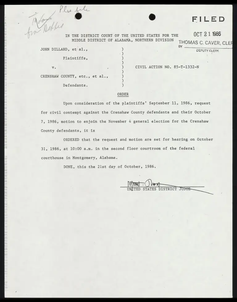 Order to Hear Request and Motion preview