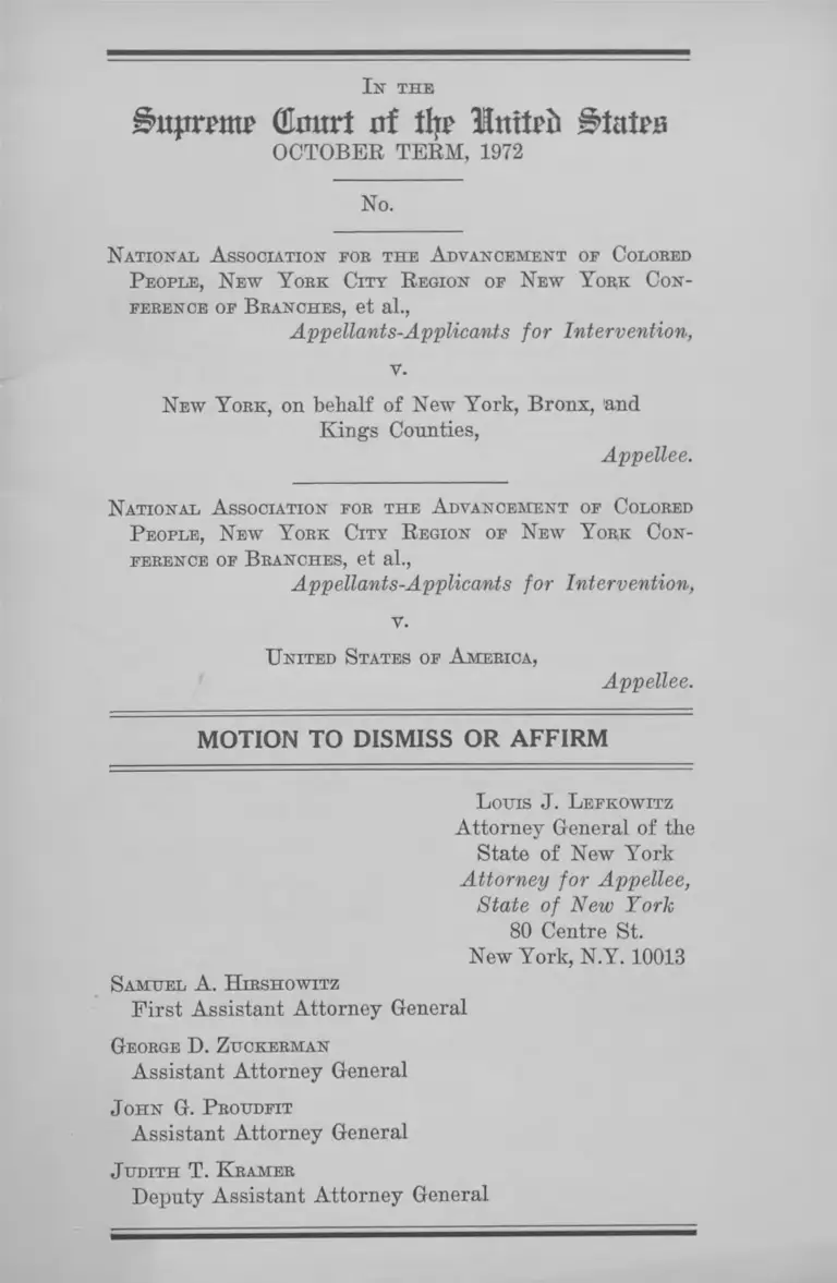 NAACP v. New York Motion to Dismiss or Affirm preview