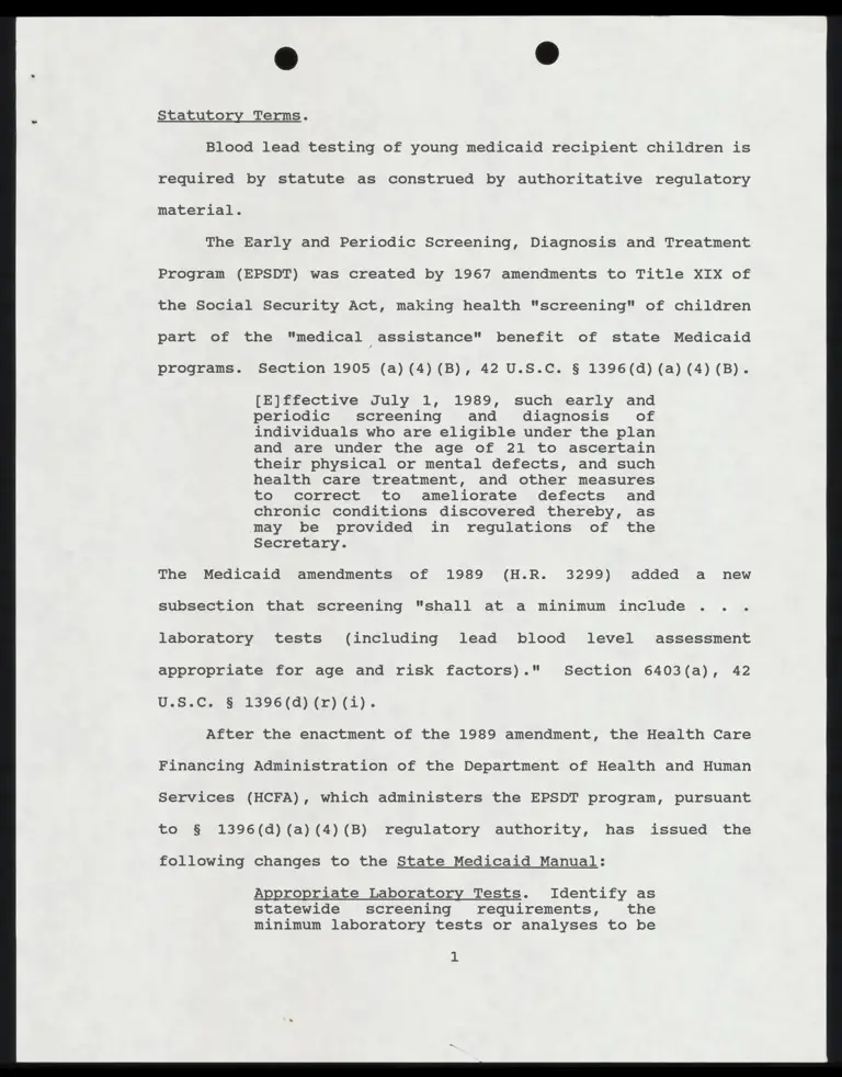 Statutory Terms for Medical Screenings and Recommendations preview