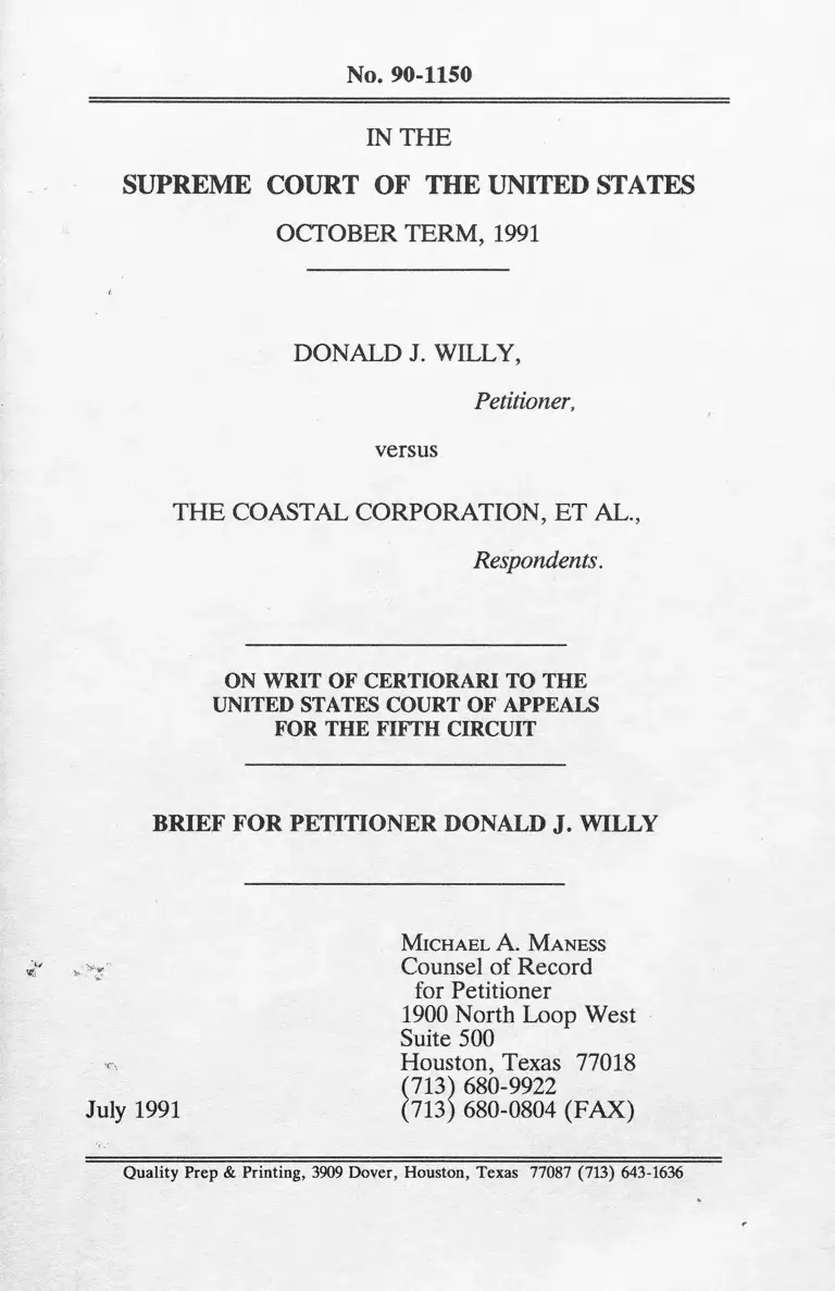 Willy v. The Coastal Corporation Brief for Petitoner preview