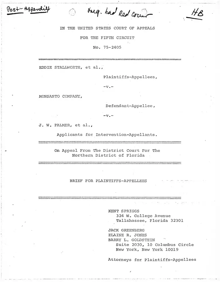 Stallworth v. Monsanto Company Brief for Plaintiffs-Appellees preview