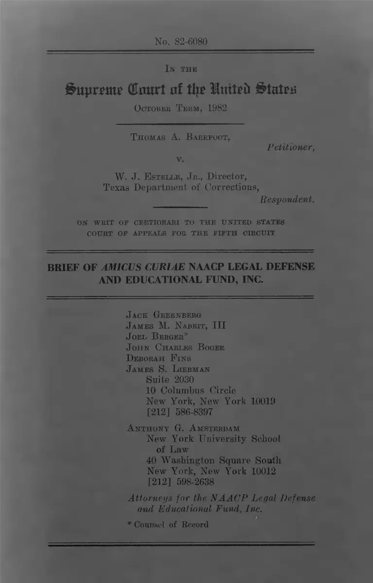 Barefoot v. Estelle Brief of Amicus Curiae NAACP Legal Defense & Educational Fund preview