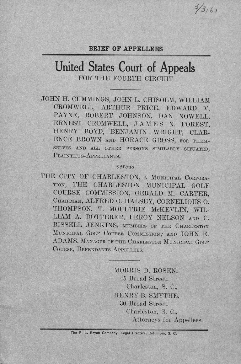 Cummings v. City of Charleston Brief for Appellees preview