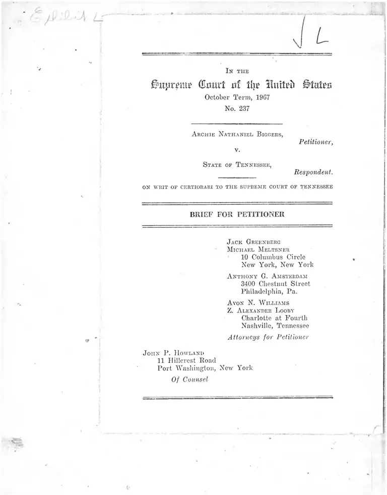Biggers v. Tennessee Brief for Petitioner preview