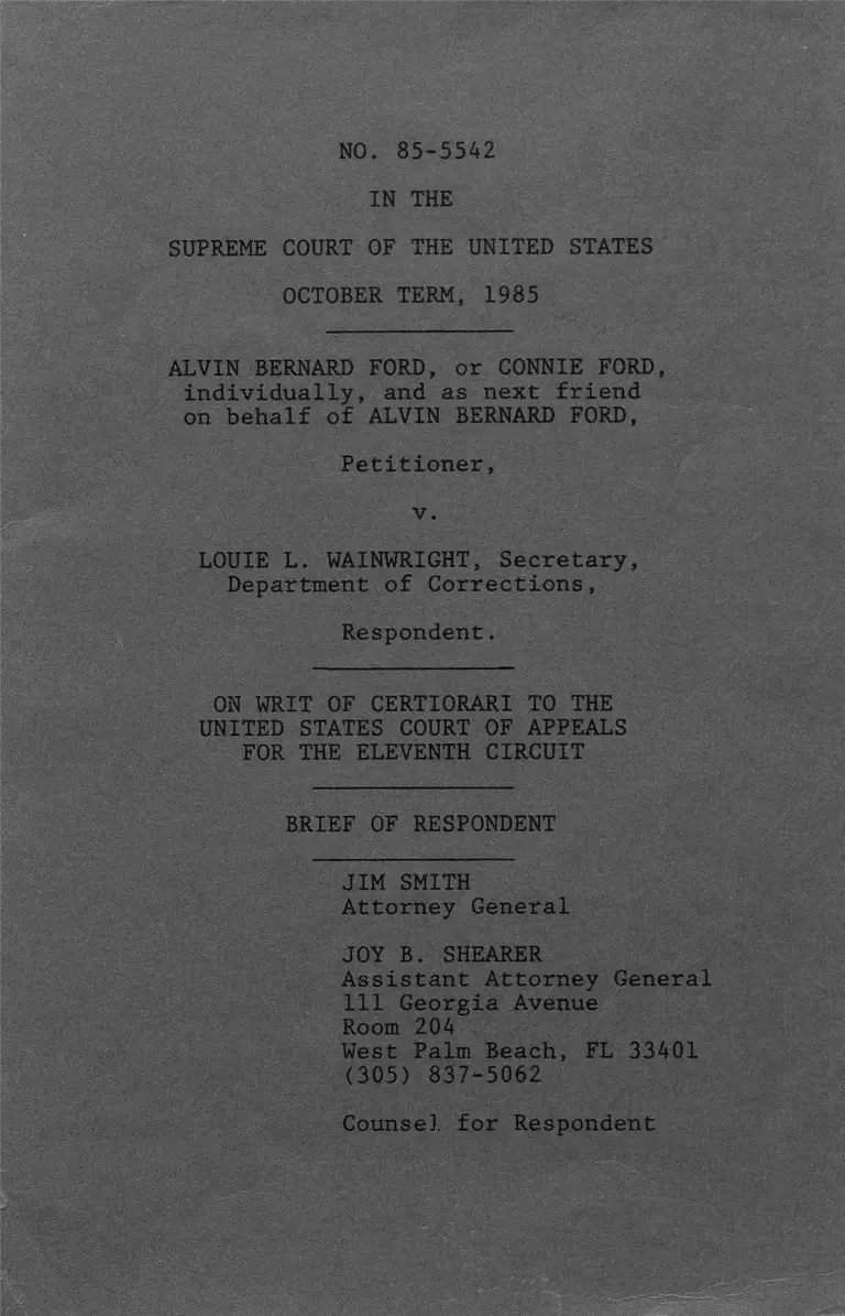 Ford v. Wainwright Brief of Respondent preview